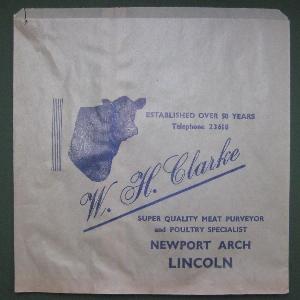 Clarke, Butchers, Lincoln, 5 shop bags -  select me for a larger image