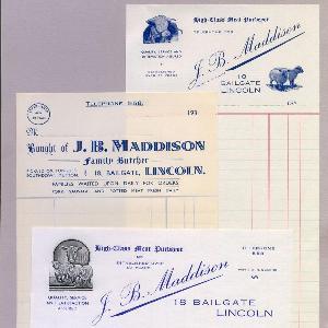 Bill & letterheads - Maddison, Butchers, Lincoln