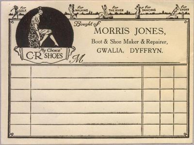 Bill & letterheads - Morris Jones, Boots & shoes, Duffryn