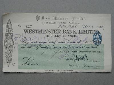Westminster Bank cheques -  select me for a larger image