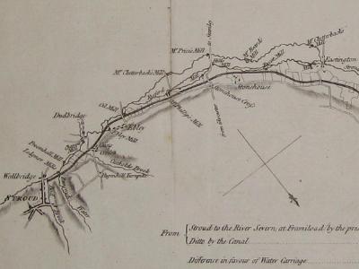 Stroudwater Canal map, 1775 -  select me for a larger image