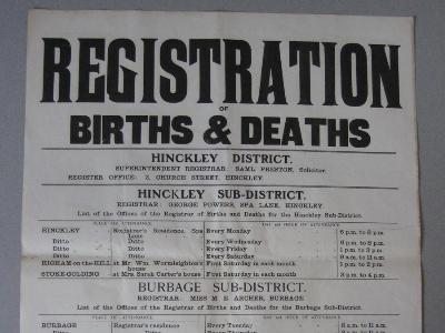 Leicestershire - Births and deaths registration