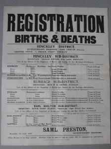 Births and deaths registration -  select me for a larger image
