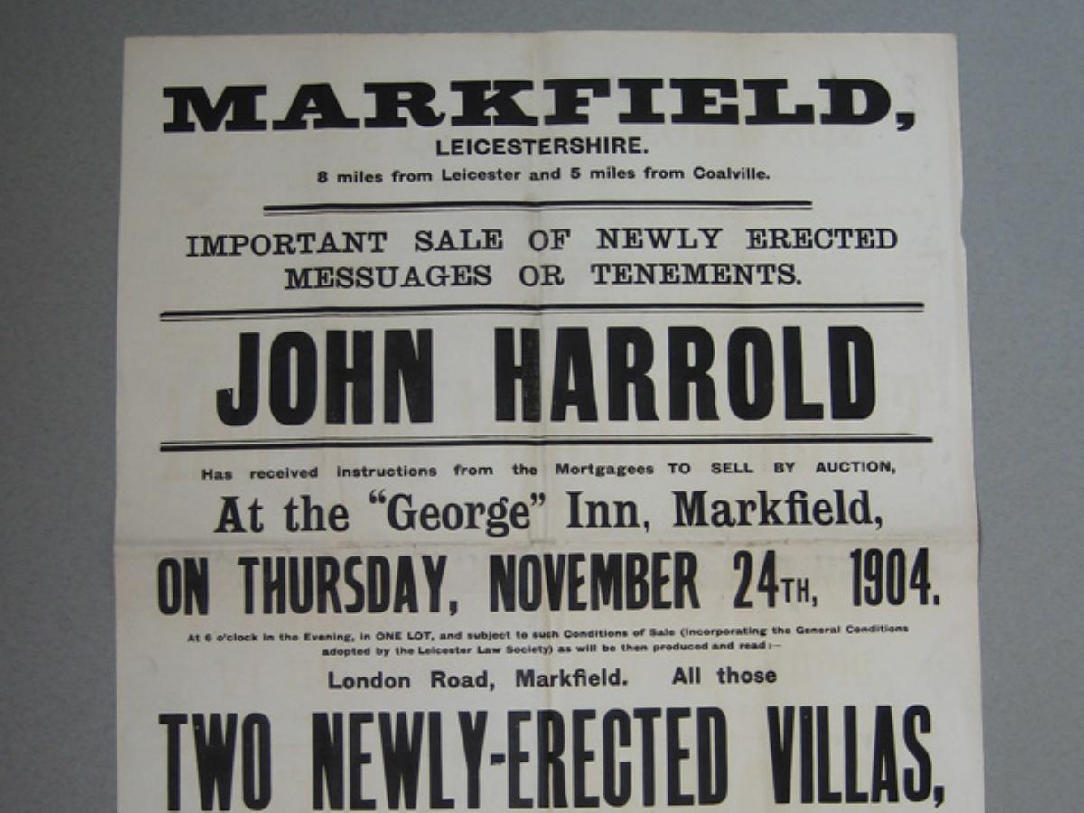 Markfield 1904 Auction poster -  select me for a larger image