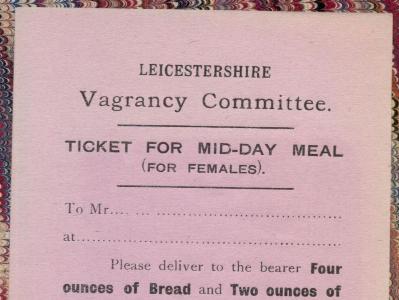 Poor Law vagrancy meal tickets -  select me for a larger image