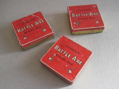 Advertising - Battle Axe tobacco tins