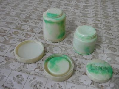 Cruet set, marbled green -  select me for a larger image