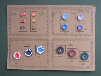 Buttons and buckles - Button samples on display card