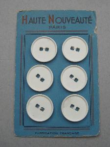 French white buttons on card -  select me for a larger image