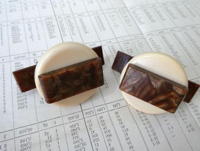 1940s drawer handles, 2 coloured -  select me for a larger image