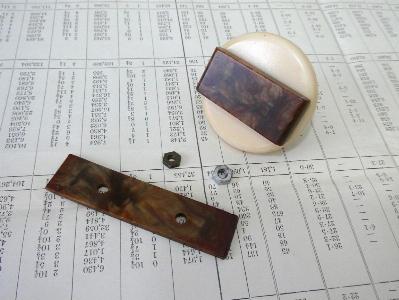 1940s drawer handles, 2 coloured -  select me for a larger image