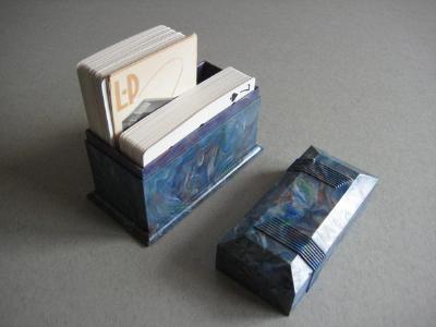 Playing card case, marbled blue -  select me for a larger image