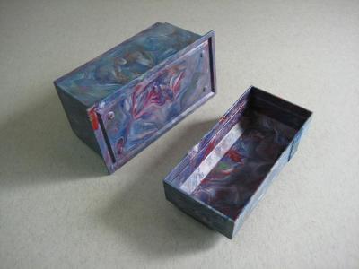 Playing card case, marbled blue -  select me for a larger image