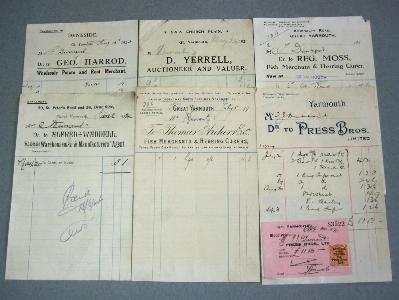 12 Great Yarmouth billheads -  select me for a larger image