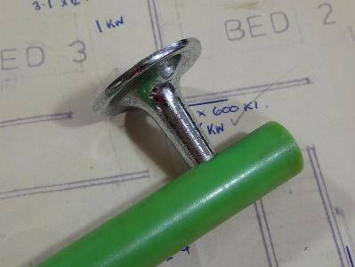 Green and chrome pull handles, pair -  select me for a larger image