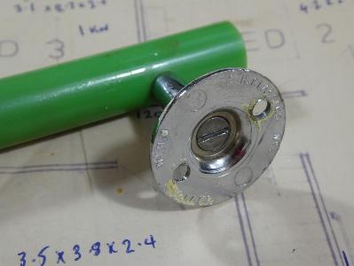 Green and chrome pull handles, pair -  select me for a larger image